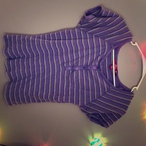 Purple and green striped SO shirt